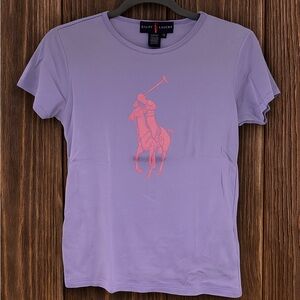 Ralph Lauren Purple Tee with Pink Pony Graphic